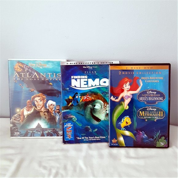 Disney DVD Lot of 3; Finding Nemo, The Little Mermaid I & II, Atlantis - Picture 2 of 12